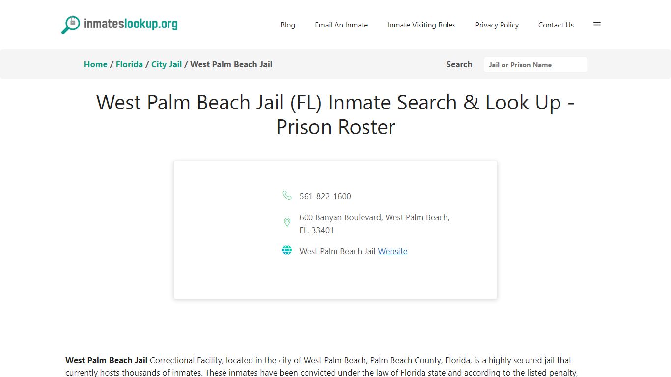 West Palm Beach Jail (FL) Inmate Search & Look Up - Prison Roster